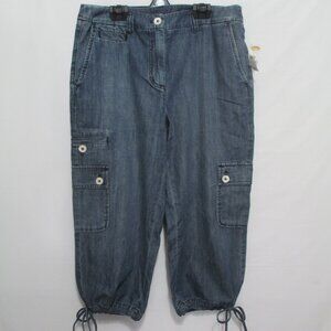 NWT Talbots Jean Cargo Capris Women Size 8 Vintage Y2K